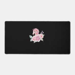 Niedliches Einhorn mit Blumen Florales Einhorn Mäd Schreibtischunterlage