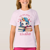 Niedliches Einhorn mit Büchern - Schulkind | T-Shirt (Vorderseite)