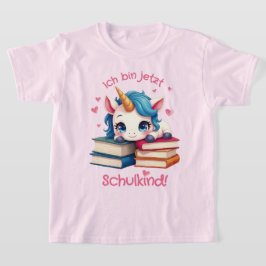 Niedliches Einhorn mit Büchern - Schulkind | T-Shirt