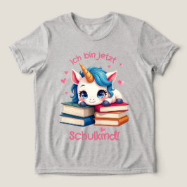 Niedliches Einhorn mit Büchern - Schulkind | Tri-Blend Shirt