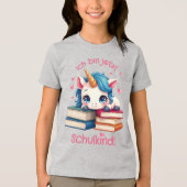 Niedliches Einhorn mit Büchern - Schulkind | Tri-Blend Shirt (Vorderseite)