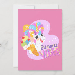 Niedliches Einhorn mit Eis Feiertagskarte