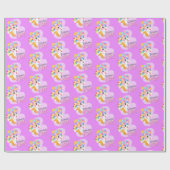 Niedliches Einhorn mit Eis Geschenkpapier (Flach)