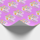 Niedliches Einhorn mit Eis Geschenkpapier (Ecke)