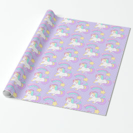 Niedliches Einhorn mit farbenfrohen Shooting Star Geschenkpapier