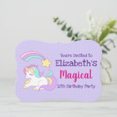 Niedliches Einhorn mit farbenfroher Shooting Star  Einladung (Stehend Vorderseite)