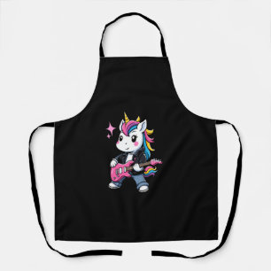 Niedliches Einhorn mit Gitarre Unicorn Rockmusik-L Schürze