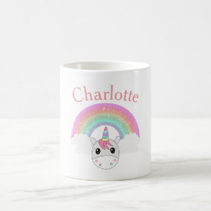 Niedliches Einhorn mit Glitzer Regenbogen und Indi Kaffeetasse