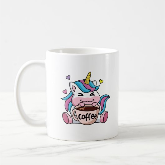 Niedliches Einhorn mit Kaffee Kaffeetasse (Links)