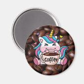 Niedliches Einhorn mit Kaffee Magnet (Vorderseite/Rückseite)