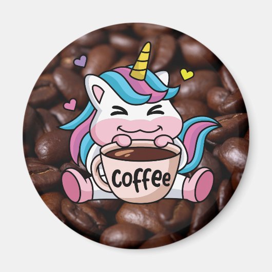 Niedliches Einhorn mit Kaffee Magnet (Vorne)