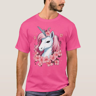 Niedliches Einhorn mit Kirschblüten I Einhorn T-Shirt