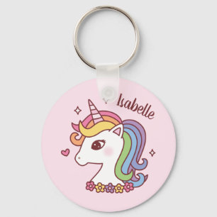 Niedliches Einhorn mit Rainbow Mane Doodle Girls N Schlüsselanhänger
