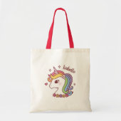 Niedliches Einhorn mit Rainbow Mane Doodle Girls N Tragetasche (Vorne)