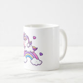 Niedliches Einhorn mit Regenbogen-Cartoon Kaffeetasse (VorderseiteRechts)
