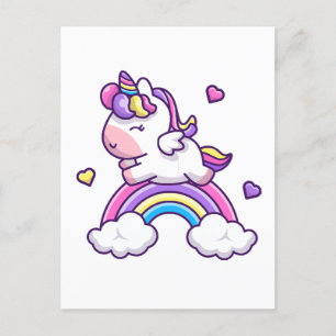 Niedliches Einhorn mit Regenbogen-Cartoon Postkarte