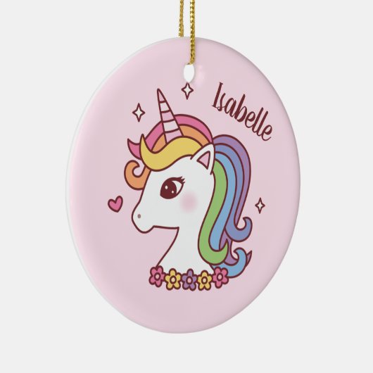 Niedliches Einhorn mit Regenbogen Mane Kinder Pers Keramik Ornament (Rechts)