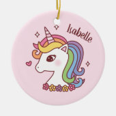 Niedliches Einhorn mit Regenbogen Mane Kinder Pers Keramik Ornament (Vorne)