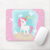 Niedliches Einhorn mit Schmetterlingen. Mousepad (Mit Mouse)