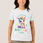 Niedliches Einhorn mit Seifenblasen - Schulkind | Tri-Blend Shirt (Vorderseite)