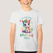 Niedliches Einhorn mit Seifenblasen - Schulkind | Tri-Blend Shirt (Vorderseite)