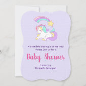 Niedliches Einhorn mit Shooting Star Baby Dusche Einladung (Vorderseite)