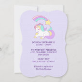 Niedliches Einhorn mit Shooting Star Baby Dusche Einladung (Rückseite)