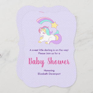 Niedliches Einhorn mit Shooting Star Baby Dusche Einladung