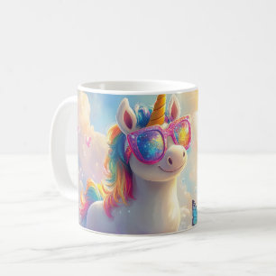 Niedliches Einhorn mit Sonnenbrille: Magisch und S Kaffeetasse