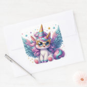 Niedliches Einhorn mit Sternenaufkleber Quadratischer Aufkleber (Umschlag)