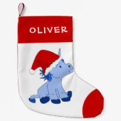 Niedliches Einhorn mit Weihnachtsmannmütze Kid`s Kleiner Weihnachtsstrumpf (Vorderseite)