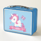 Niedliches Einhorn mit Wings Girls Metall Brotdose (Rückseite)