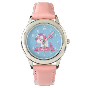 Niedliches Einhorn mit Wings Girls Personalisiert Armbanduhr