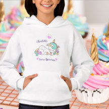 Niedliches Einhorn, Name hinzufügen, Kinderhoodie