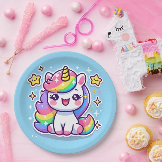 Niedliches Einhorn Pappteller (Party)