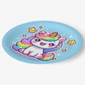 Niedliches Einhorn Pappteller (Schrägansicht)