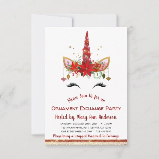 Niedliches Einhorn-Party Einladung (Vorderseite)