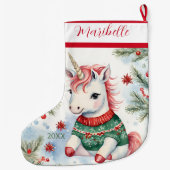 Niedliches Einhorn Personalisiert Großer Weihnachtsstrumpf (Rückseite)