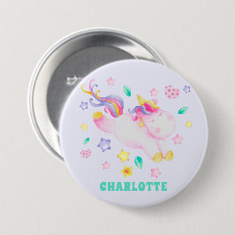 Niedliches Einhorn - Personalisierte Lavendel Kind Button