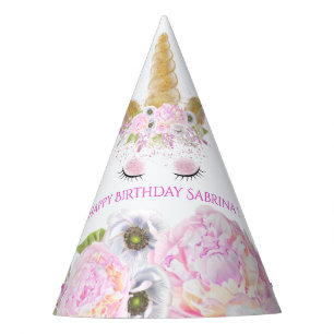 Niedliches Einhorn Pink Geburtstagsparty Whimsical Partyhütchen