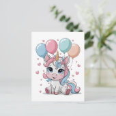 Niedliches Einhorn Postkarte (Stehend Vorderseite)