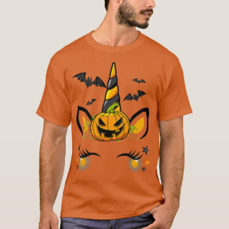 Niedliches Einhorn Pumpkin Kids Bats Halloween Tha T-Shirt