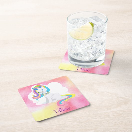Niedliches Einhorn Rechteckiger Pappuntersetzer (Vor Ort)