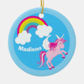 Niedliches Einhorn-Regenbogen-Custom Keramikornament (Vorne)