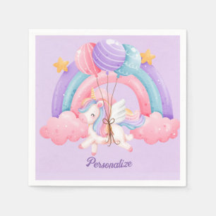 Niedliches Einhorn Regenbogen Farbige Kinder Perso Serviette