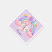 Niedliches Einhorn Regenbogen Farbige Kinder Perso Serviette (Ecke)