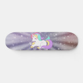 Niedliches Einhorn, Regenbogen, Galaxie Skateboard (Horizontal)