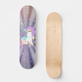 Niedliches Einhorn, Regenbogen, Galaxie Skateboard (Vorderseite)