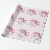 Niedliches Einhorn Regenbogen Gold Glitzer Pastell Geschenkpapier (Ungerollt)