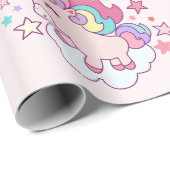 Niedliches Einhorn Regenbogen Gold Glitzer Pastell Geschenkpapier (Rolleneckpunkt)